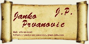 Janko Prvanović vizit kartica